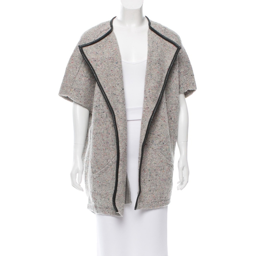 Inhabit Wool Leather-Trimmed Kimono Vest